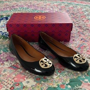 Tory Burch Ballet Flat size 10- Black Patent Leather with box